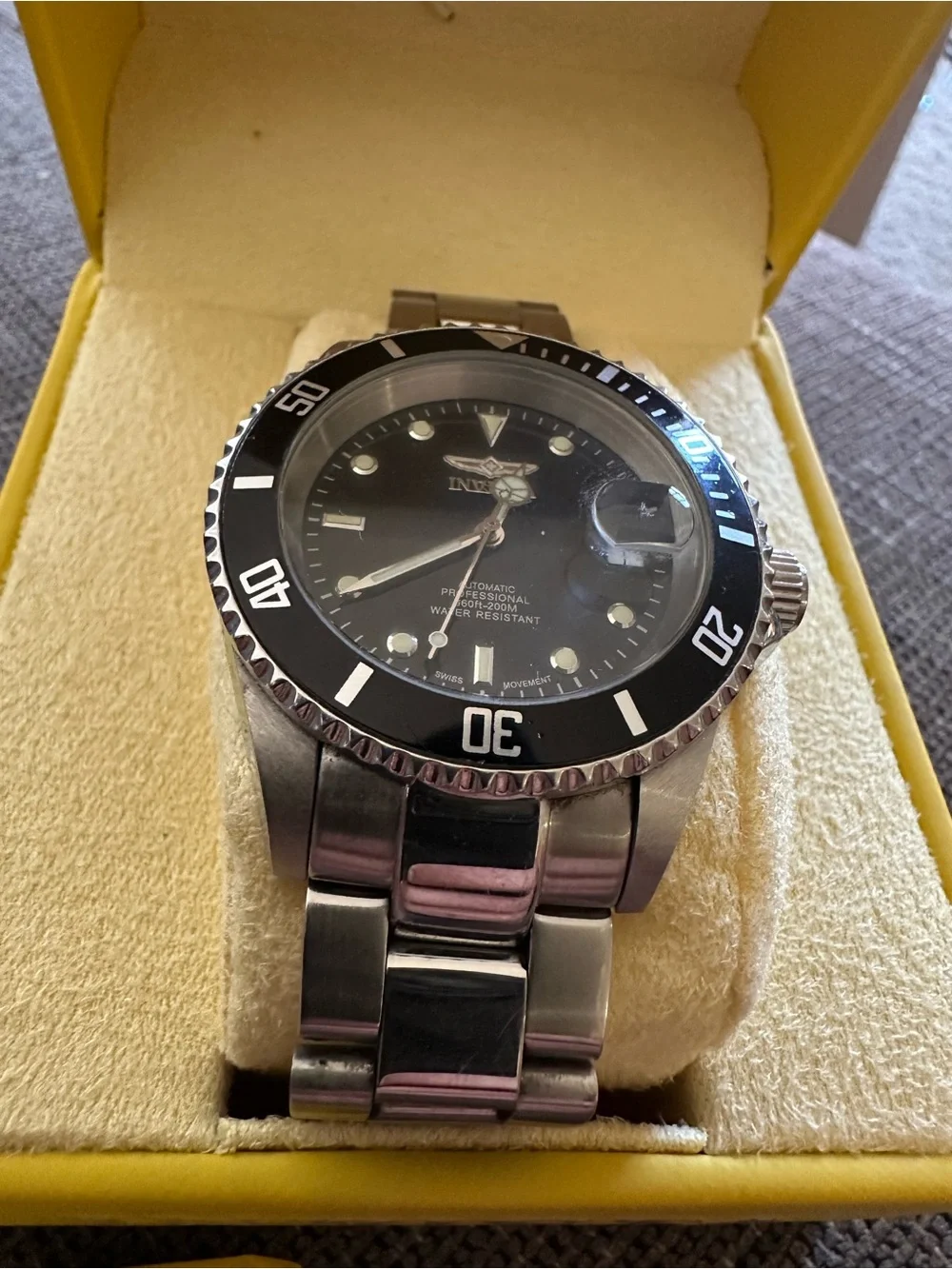 Invicta Men's Silver Stainless Steel Watch with Black Dial